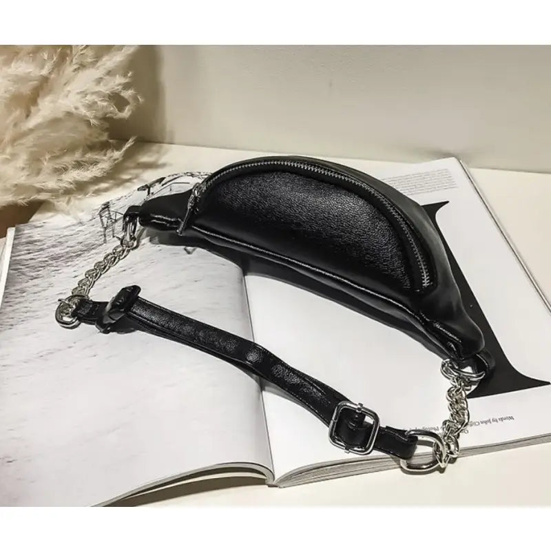 Banane Cuir Noir Femme Noir