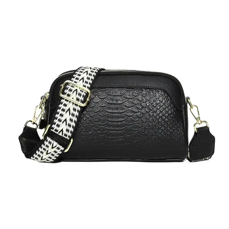 Sac à Bandoulière Femme en Cuir Noir