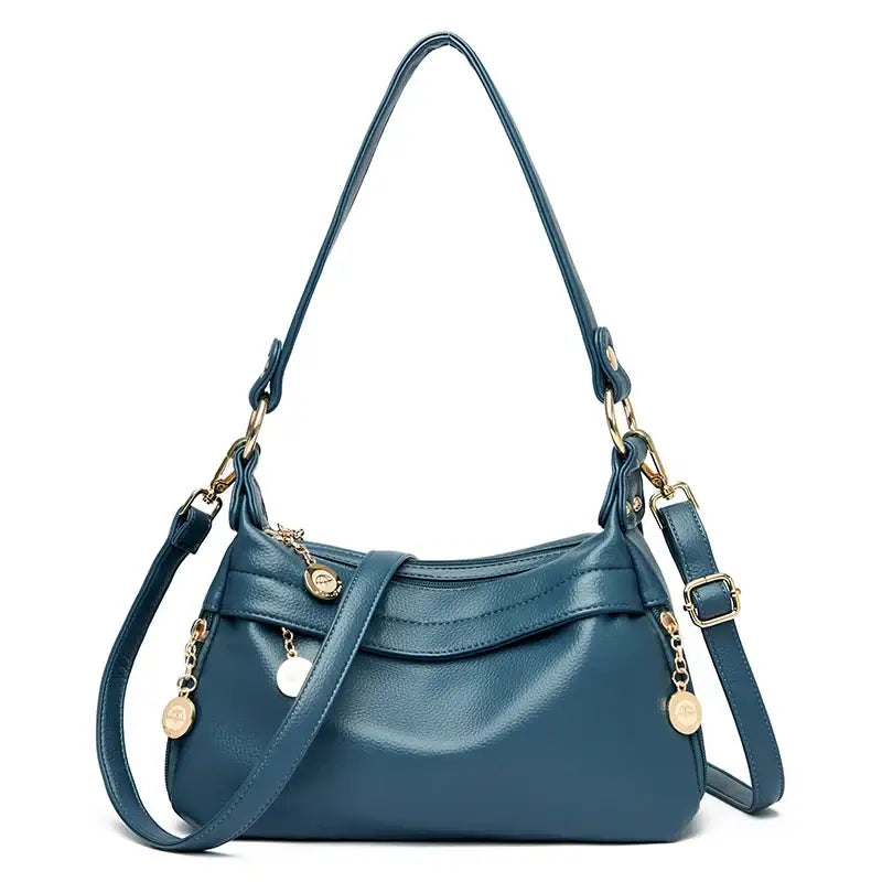 Sac à Main en Bandoulière Cuir Bleu