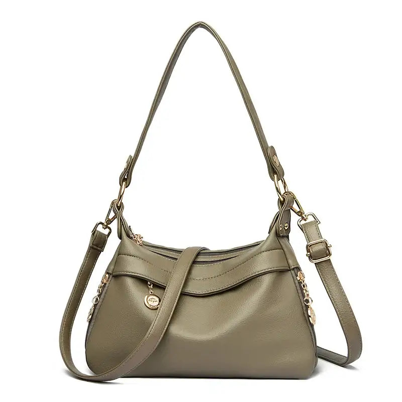 Sac à Main en Bandoulière Cuir Kaki