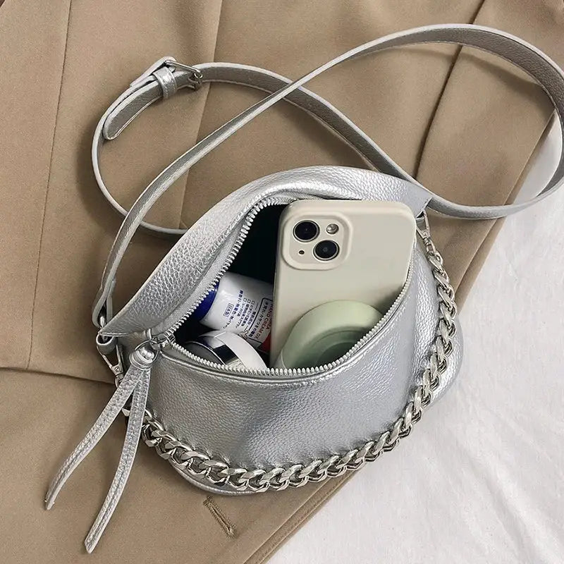 Sac Banane Argenté Femme