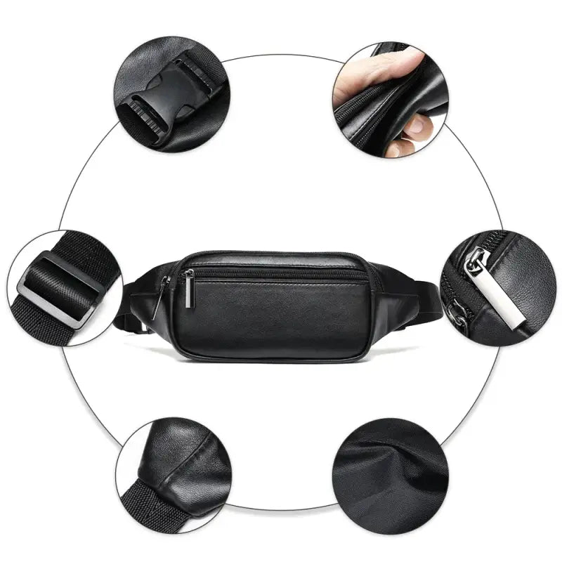 Sac Banane Bandoulière Homme Cuir Noir