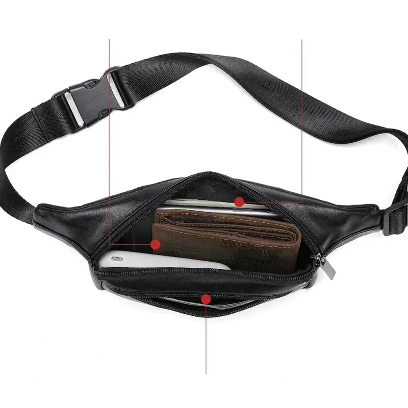 Sac Banane Bandoulière Homme Cuir Noir