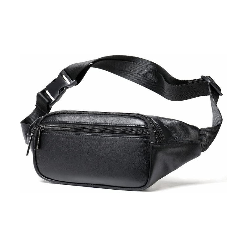 Sac Banane Bandoulière Homme Cuir noir