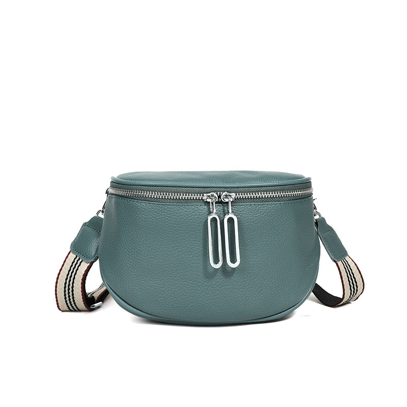 Sac Banane Femme en Cuir - Bleu pétrole