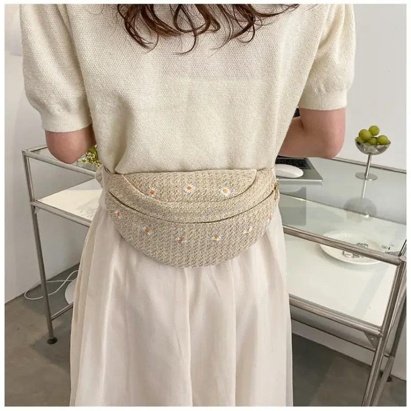 Sac Banane Fleur Beige