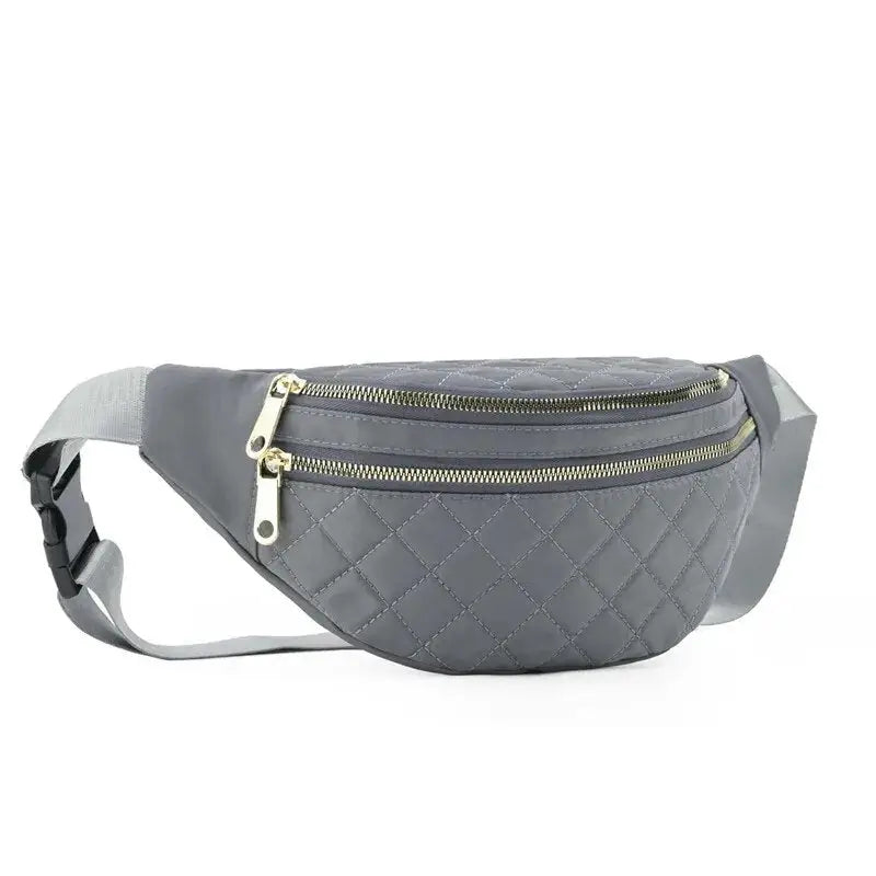 Sac banane matelassé gris
