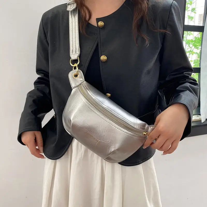 Sac Banane Métallisé Gris