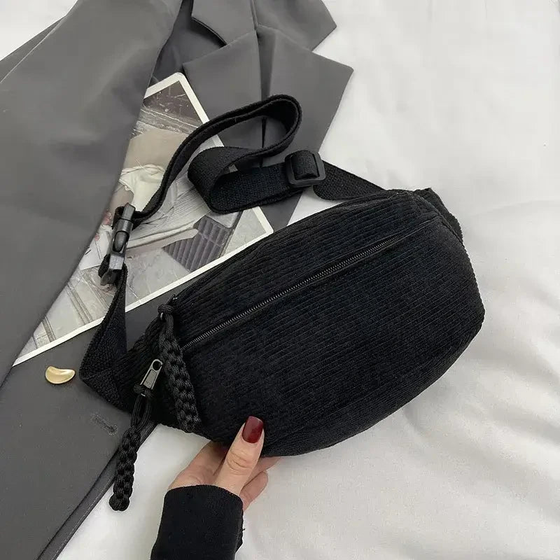 Sac Banane Velours Femme Noir