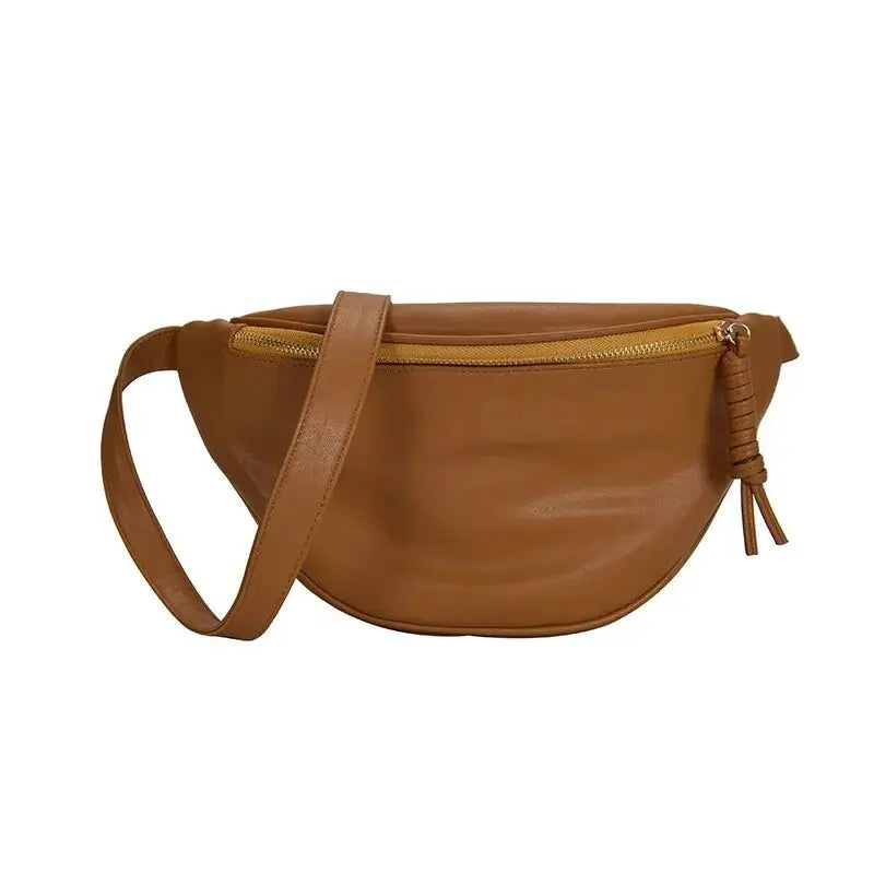 Sac banane XXL pour femme de couleur camel / marron clair