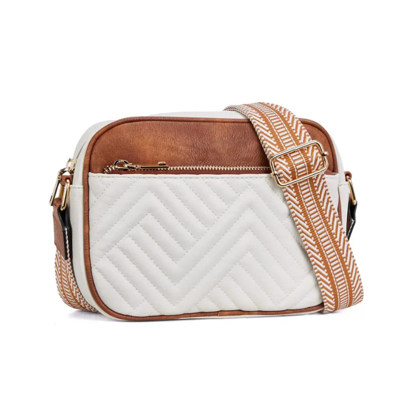 sac bandoiuliere femme blanc et marron