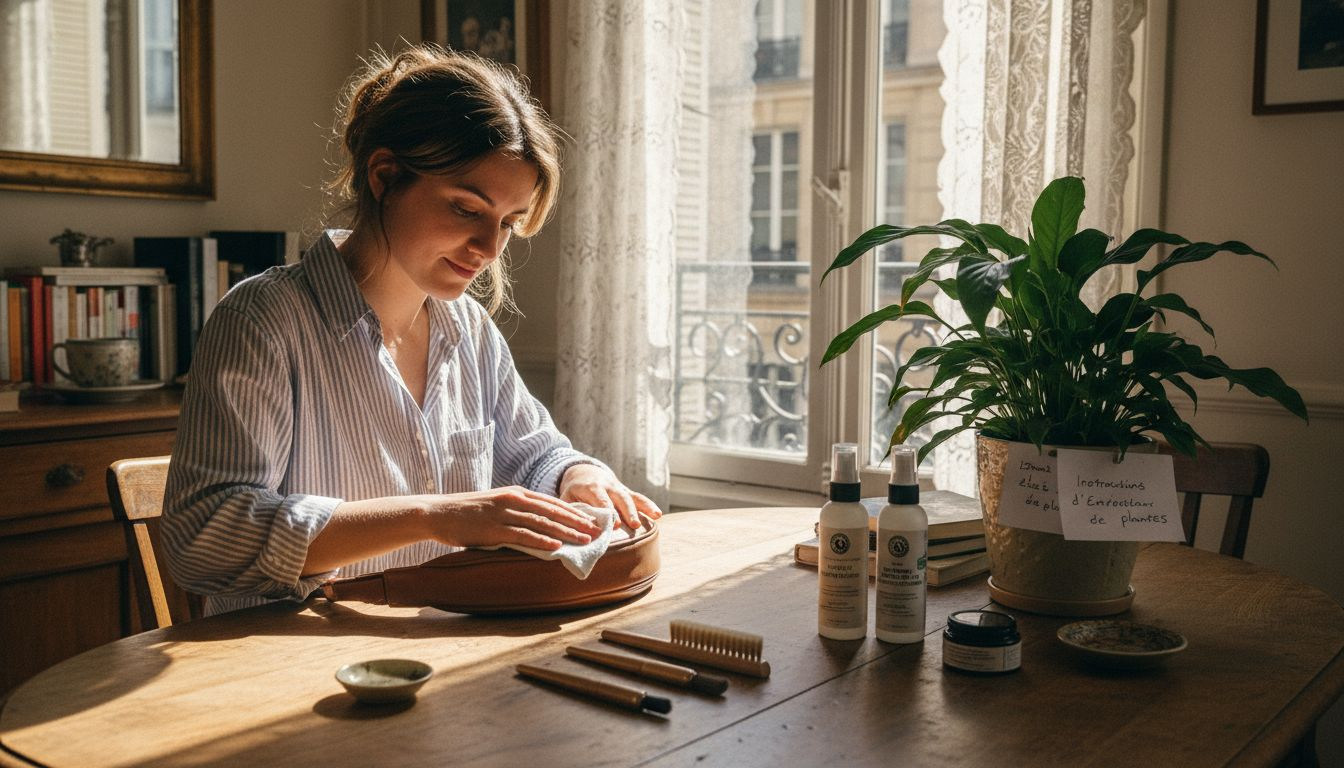 Une femme prend soin de nettoyer soigneusement sa banane tendance.