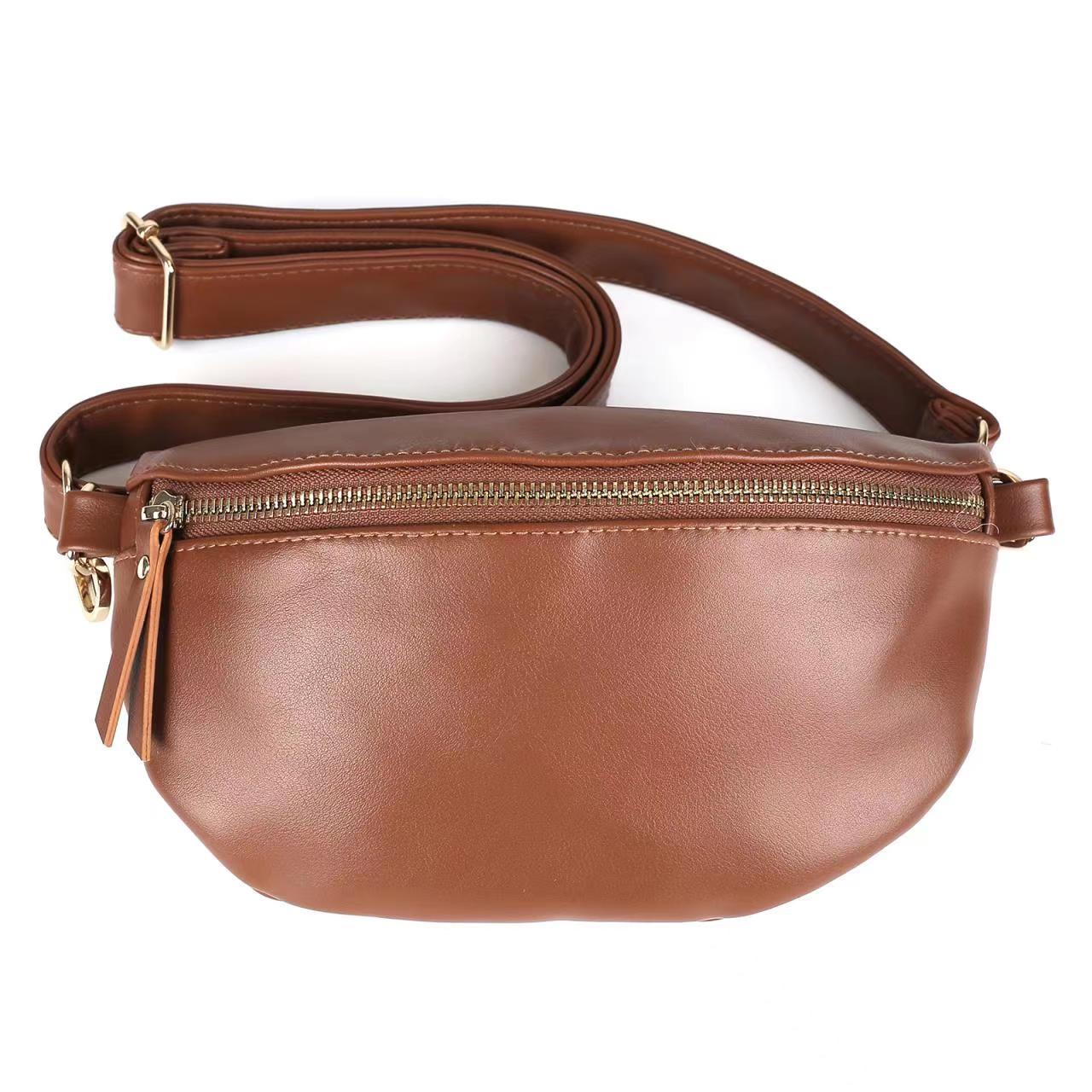 Sac banane bandoulière femme cuir vintage marron LY/Redesigned by