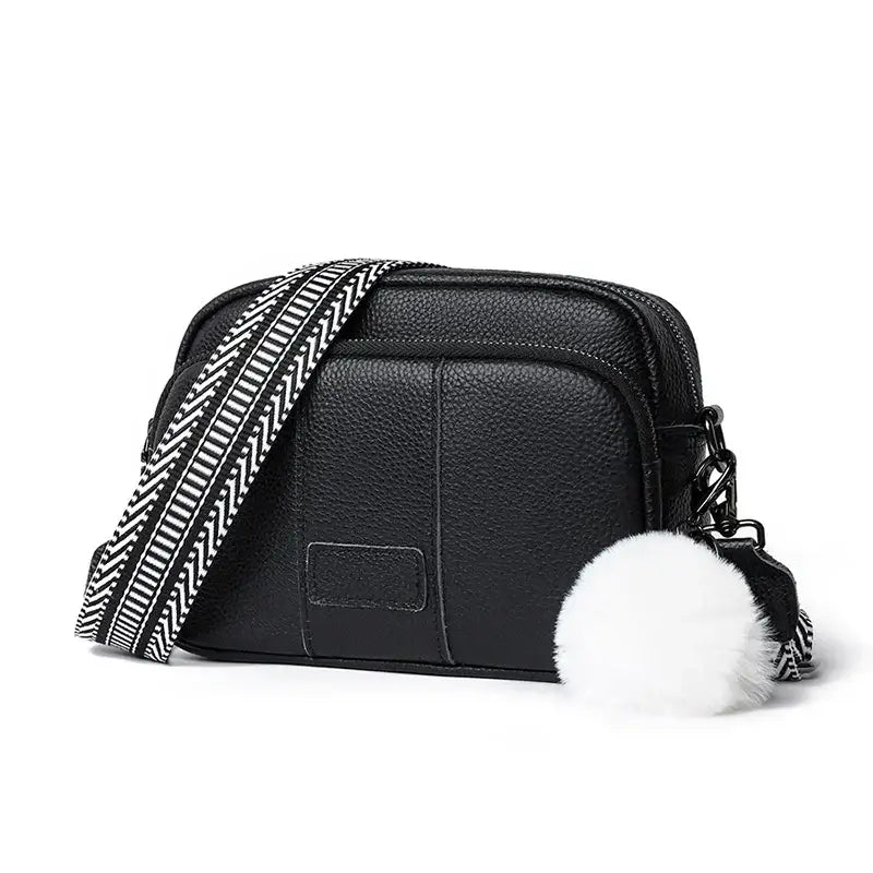 Sac à Main Bandoulière Femme avec Pompon Noir